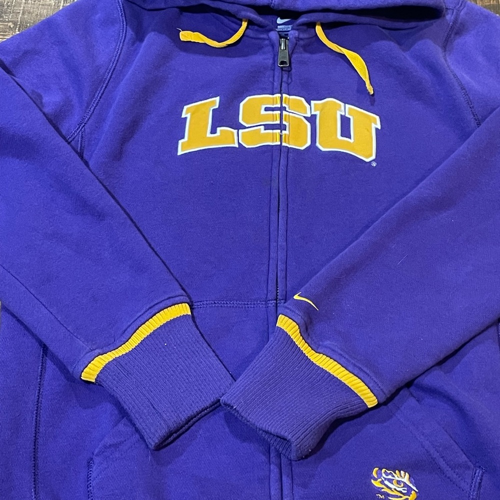LSU Nike Zip hoodie with front pockets, embroidered
